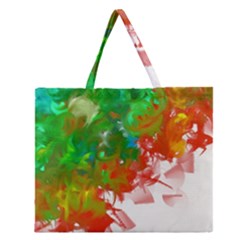 Digitally Painted Messy Paint Background Texture Zipper Large Tote Bag by Simbadda