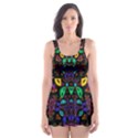 Symmetric Fractal Image In 3d Glass Frame Skater Dress Swimsuit View1