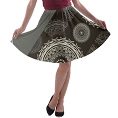 Abstract Mandala Background Pattern A-line Skater Skirt by Simbadda