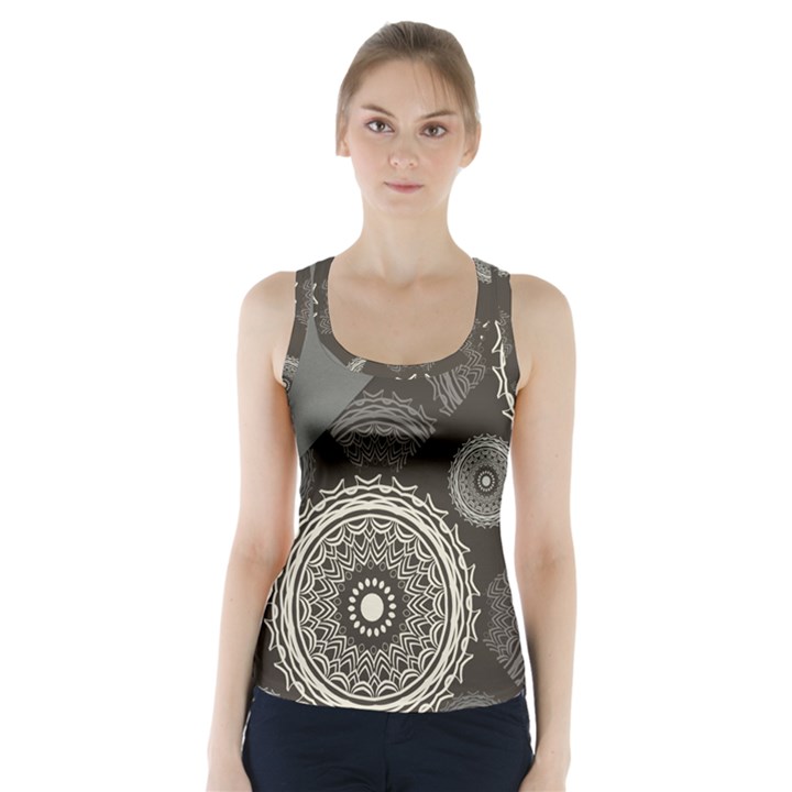 Abstract Mandala Background Pattern Racer Back Sports Top