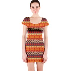 Abstract Lines Seamless Pattern Short Sleeve Bodycon Dress by Simbadda