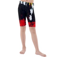 Grunge Abstract In Dark Kids  Mid Length Swim Shorts by Simbadda