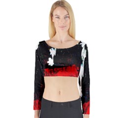 Grunge Abstract In Dark Long Sleeve Crop Top by Simbadda