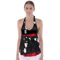 Grunge Abstract In Dark Babydoll Tankini Top by Simbadda