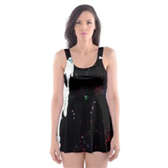 Grunge Abstract In Dark Skater Dress Swimsuit by Simbadda