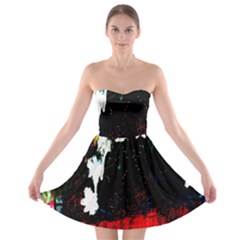 Grunge Abstract In Dark Strapless Bra Top Dress by Simbadda