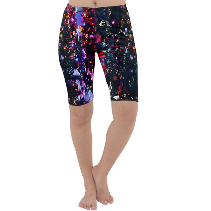 Lit Christmas Trees Prelit Creating A Colorful Pattern Cropped Leggings 