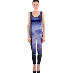 Moonlit A Forest At Night With A Full Moon Onepiece Catsuit by Simbadda