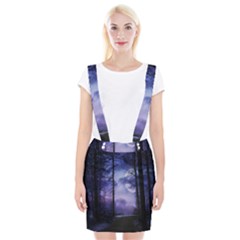 Moonlit A Forest At Night With A Full Moon Suspender Skirt by Simbadda