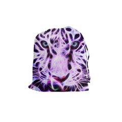 Fractal Wire White Tiger Drawstring Pouches (medium)  by Simbadda