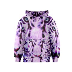 Fractal Wire White Tiger Kids  Pullover Hoodie by Simbadda