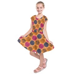 Colorful Trees Background Pattern Kids  Short Sleeve Dress by Simbadda