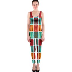 Bricks Abstract Seamless Pattern Onepiece Catsuit by Simbadda