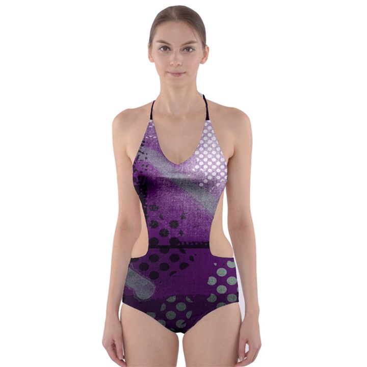 Evil Moon Dark Background With An Abstract Moonlit Landscape Cut-Out One Piece Swimsuit