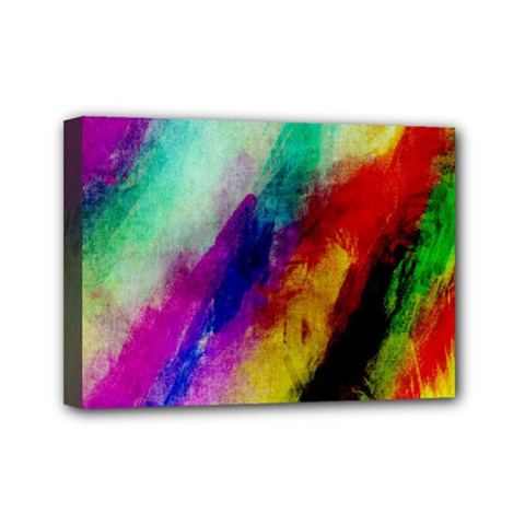 Colorful Abstract Paint Splats Background Mini Canvas 7  X 5  by Simbadda