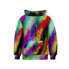 Colorful Abstract Paint Splats Background Kids  Zipper Hoodie by Simbadda