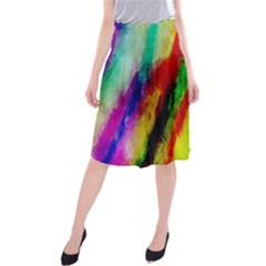 Colorful Abstract Paint Splats Background Midi Beach Skirt by Simbadda