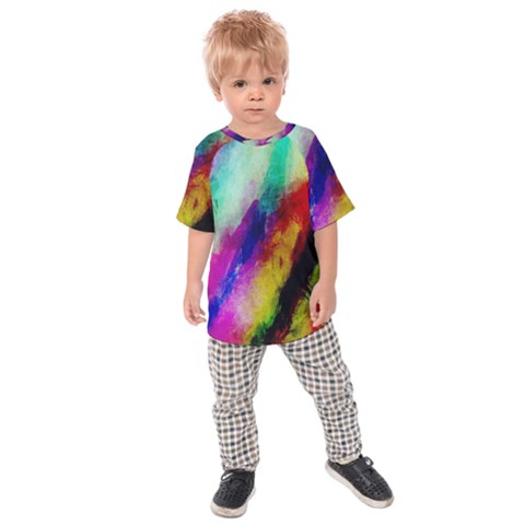 Colorful Abstract Paint Splats Background Kids  Raglan Tee by Simbadda