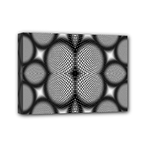 Mirror Of Black And White Fractal Texture Mini Canvas 7  X 5  by Simbadda