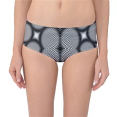 Mirror Of Black And White Fractal Texture Mid-waist Bikini Bottoms by Simbadda