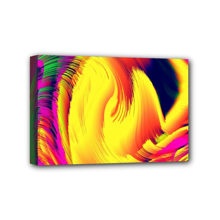 Stormy Yellow Wave Abstract Paintwork Mini Canvas 6  x 4 