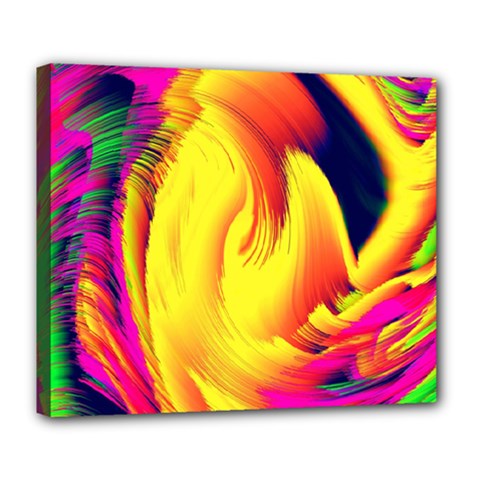 Stormy Yellow Wave Abstract Paintwork Deluxe Canvas 24  X 20   by Simbadda