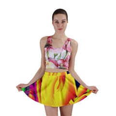 Stormy Yellow Wave Abstract Paintwork Mini Skirt by Simbadda