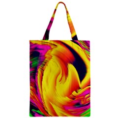 Stormy Yellow Wave Abstract Paintwork Zipper Classic Tote Bag by Simbadda