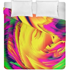 Stormy Yellow Wave Abstract Paintwork Duvet Cover Double Side (king Size) by Simbadda