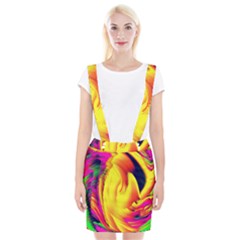 Stormy Yellow Wave Abstract Paintwork Suspender Skirt