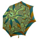 Gold Blue Fractal Worms Background Hook Handle Umbrellas (Small) View2