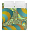 Gold Blue Fractal Worms Background Duvet Cover Double Side (Queen Size) View1