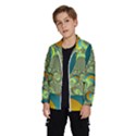 Gold Blue Fractal Worms Background Wind Breaker (Kids) View2