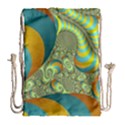 Gold Blue Fractal Worms Background Drawstring Bag (Large) View1