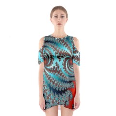 Digital Fractal Pattern Shoulder Cutout One Piece by Simbadda