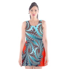 Digital Fractal Pattern Scoop Neck Skater Dress by Simbadda