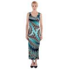 Digital Fractal Pattern Fitted Maxi Dress by Simbadda