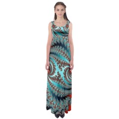 Digital Fractal Pattern Empire Waist Maxi Dress by Simbadda