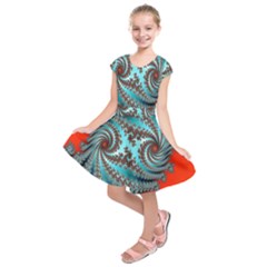 Digital Fractal Pattern Kids  Short Sleeve Dress by Simbadda