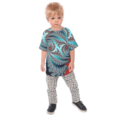 Digital Fractal Pattern Kids  Raglan Tee by Simbadda