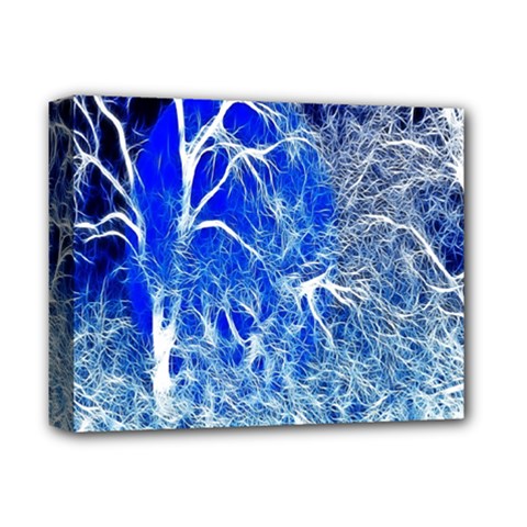 Winter Blue Moon Fractal Forest Background Deluxe Canvas 14  X 11  by Simbadda