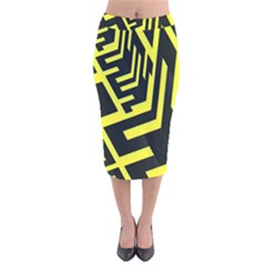 Pattern Abstract Velvet Midi Pencil Skirt by Simbadda