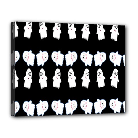 Cute Ghost Pattern Canvas 14  X 11  by Simbadda