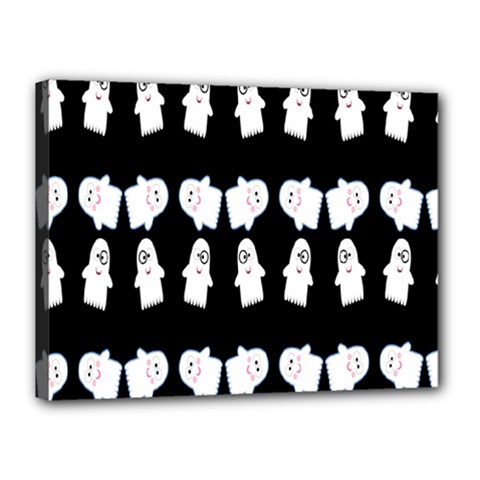 Cute Ghost Pattern Canvas 16  X 12  by Simbadda