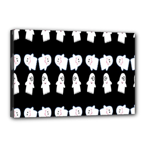 Cute Ghost Pattern Canvas 18  X 12  by Simbadda