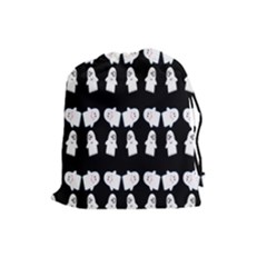 Cute Ghost Pattern Drawstring Pouches (large)  by Simbadda