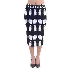 Cute Ghost Pattern Velvet Midi Pencil Skirt