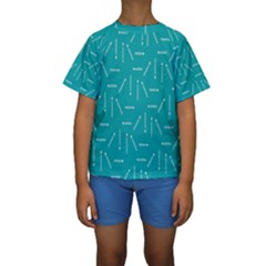 Digital Art Minimalism Abstract Candles Blue Background Fire Kids  Short Sleeve Swimwear by Simbadda