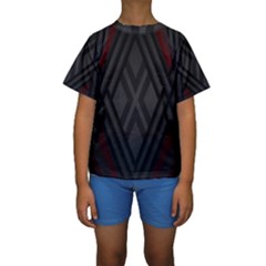 Abstract Dark Simple Red Kids  Short Sleeve Swimwear by Simbadda