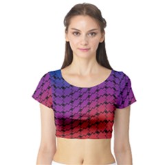 Colorful Red & Blue Gradient Background Short Sleeve Crop Top (tight Fit) by Simbadda